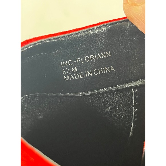 INC International Concepts Women Red Suede Ankle Boots Block Heel Dress Sz 6.5 - Picture 6 of 11